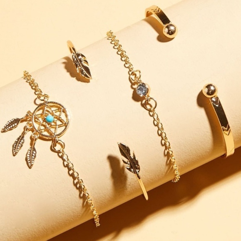 Dream Catcher Gold Tone Bracelet Set -0083